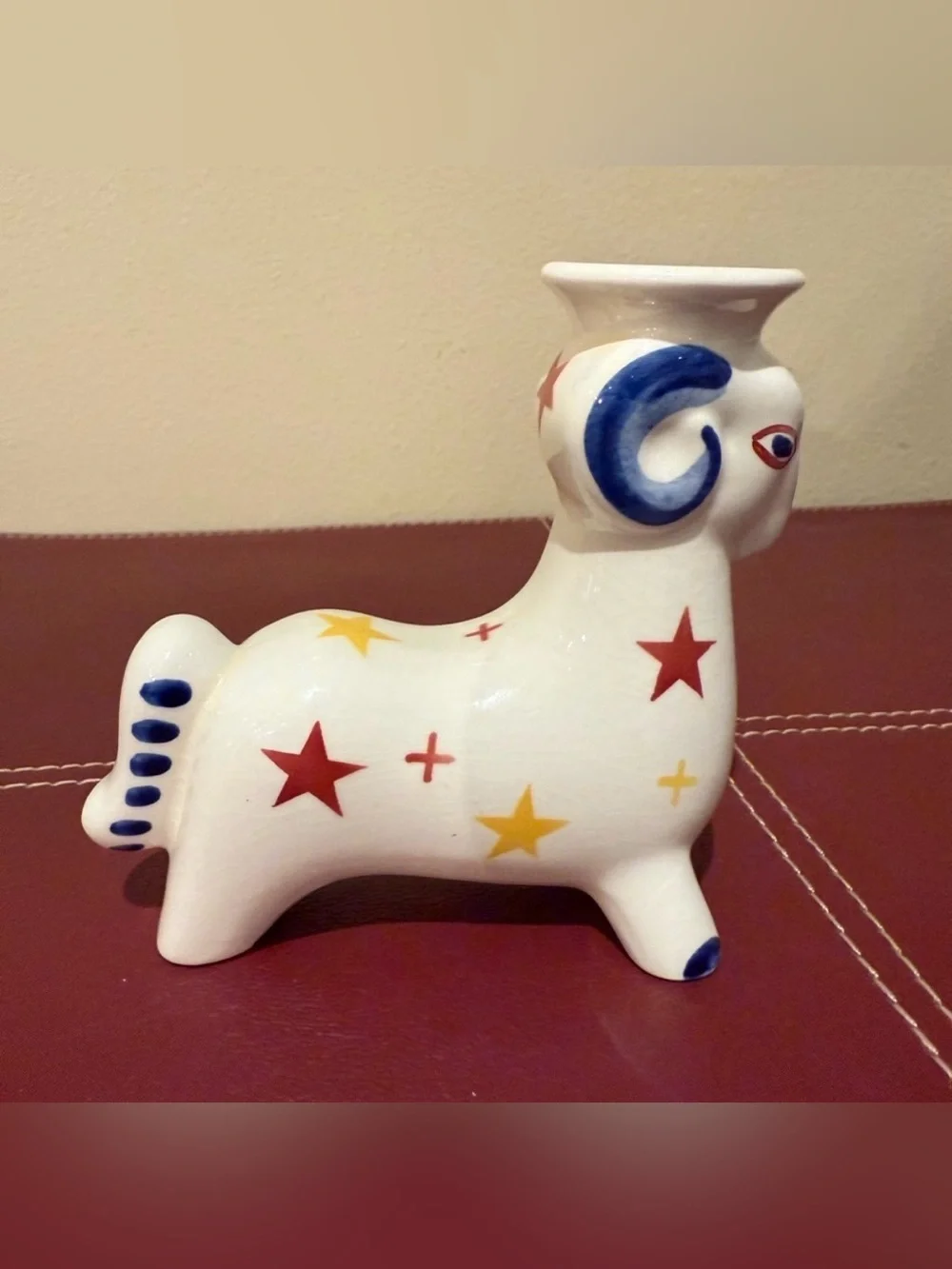 Aluminia Denmark Royal Copenhagen 2272 Christmas Ram Goat Candlestick